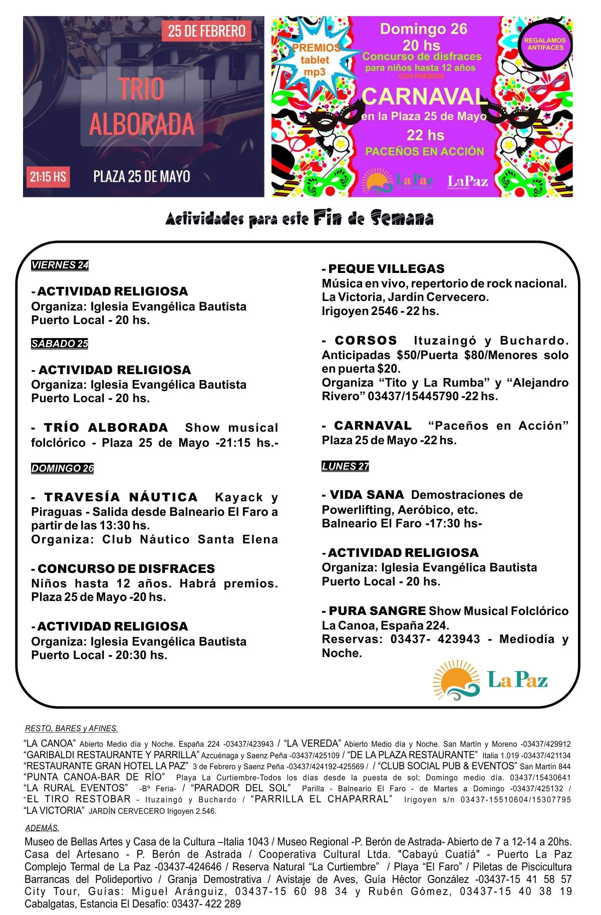 Actividades para el Fin de Semana de Carnaval