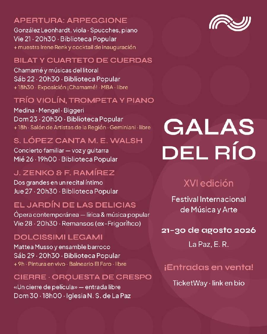 Cronograma GALAS DEL RÍO 2026